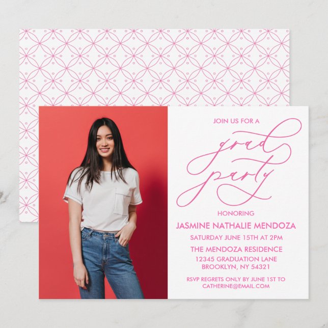 SIMPLE WHIMSICAL CALLIGRAPHY GRADUATION INVITATION (Front/Back)