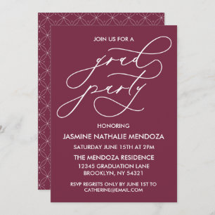SIMPLE WHIMSICAL CALLIGRAPHY GRADUATION INVITATION
