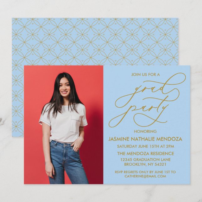 SIMPLE WHIMSICAL CALLIGRAPHY GRADUATION INVITATION (Front/Back)