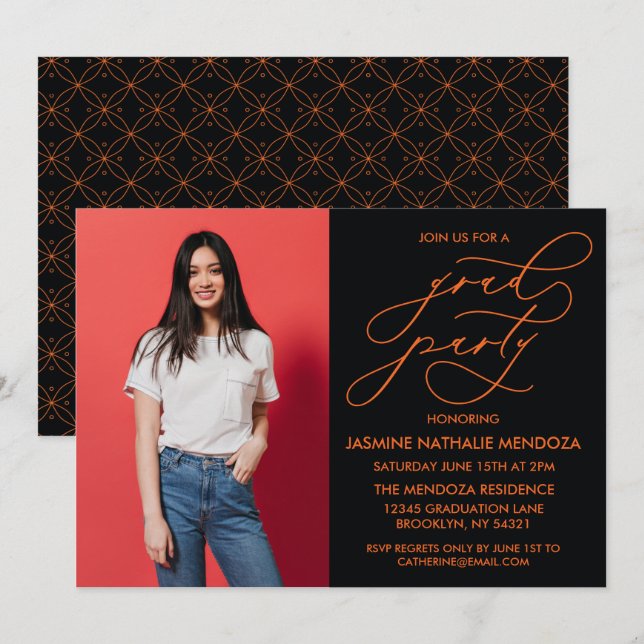 SIMPLE WHIMSICAL CALLIGRAPHY GRADUATION INVITATION (Front/Back)