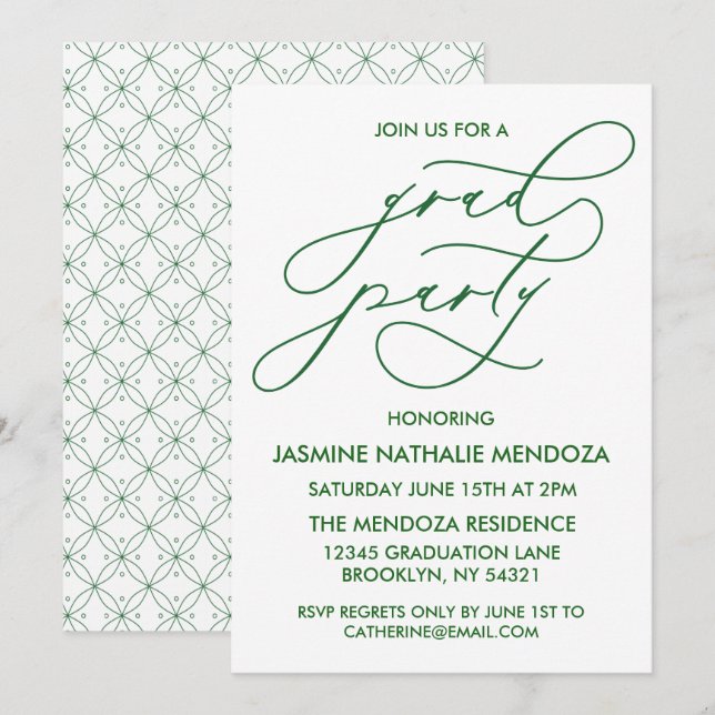 SIMPLE WHIMSICAL CALLIGRAPHY GRADUATION INVITATION (Front/Back)