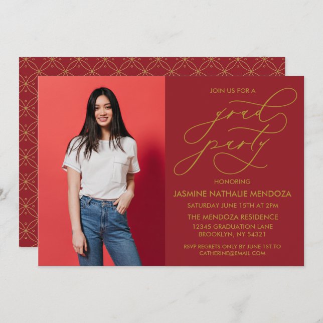 SIMPLE WHIMSICAL CALLIGRAPHY GRADUATION INVITATION (Front/Back)