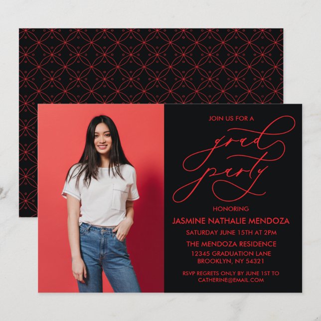 SIMPLE WHIMSICAL CALLIGRAPHY GRADUATION INVITATION (Front/Back)