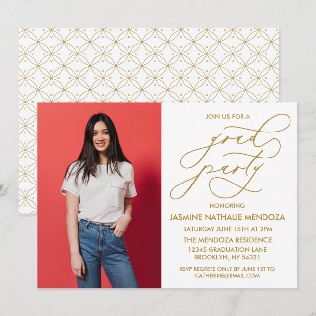 SIMPLE WHIMSICAL CALLIGRAPHY GRADUATION INVITATION (Front/Back)