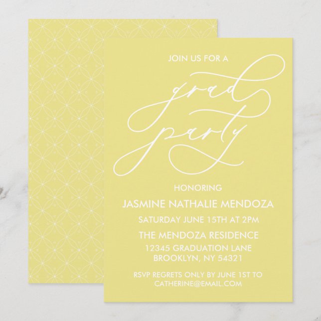 SIMPLE WHIMSICAL CALLIGRAPHY GRADUATION INVITATION (Front/Back)