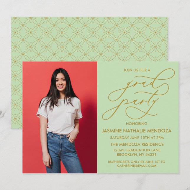 SIMPLE WHIMSICAL CALLIGRAPHY GRADUATION INVITATION (Front/Back)