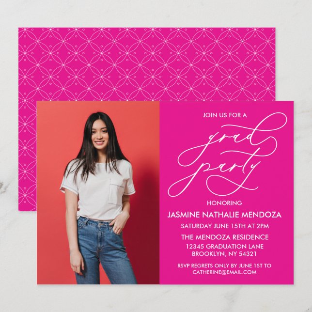 SIMPLE WHIMSICAL CALLIGRAPHY GRADUATION INVITATION (Front/Back)