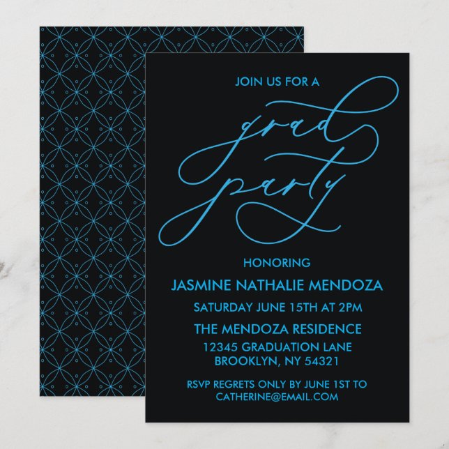 SIMPLE WHIMSICAL CALLIGRAPHY GRADUATION INVITATION (Front/Back)