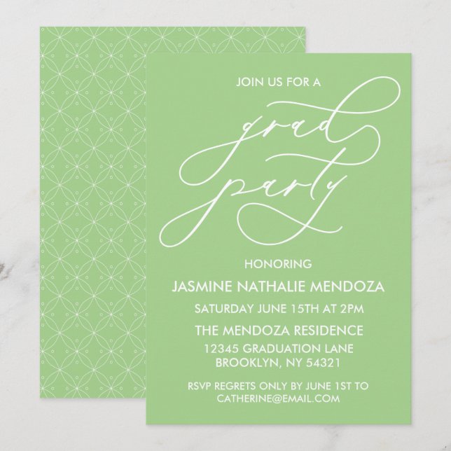 SIMPLE WHIMSICAL CALLIGRAPHY GRADUATION INVITATION (Front/Back)