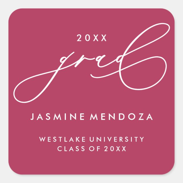 SIMPLE WHIMSICAL CALLIGRAPHY GRADUATION STICKER (Front)