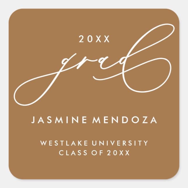 SIMPLE WHIMSICAL CALLIGRAPHY GRADUATION STICKER (Front)