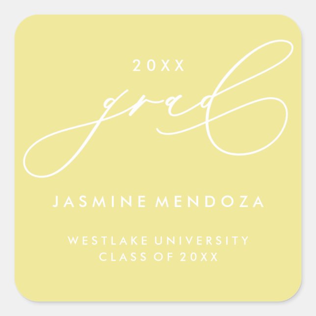 SIMPLE WHIMSICAL CALLIGRAPHY GRADUATION STICKER (Front)