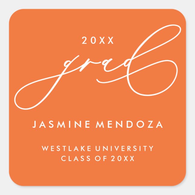 SIMPLE WHIMSICAL CALLIGRAPHY GRADUATION STICKER (Front)