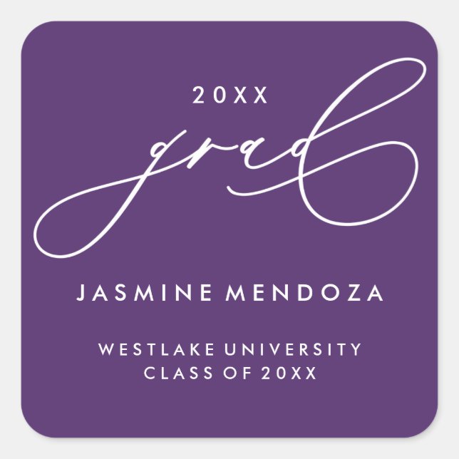 SIMPLE WHIMSICAL CALLIGRAPHY GRADUATION STICKER (Front)