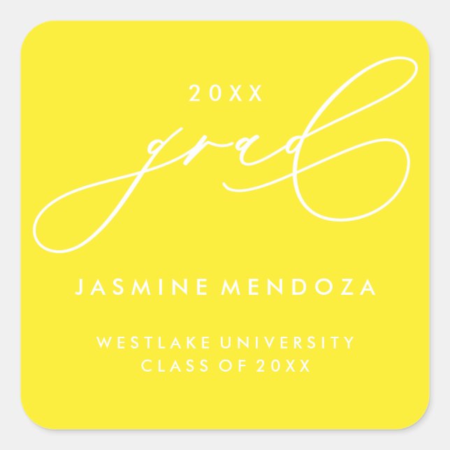 SIMPLE WHIMSICAL CALLIGRAPHY GRADUATION STICKER (Front)