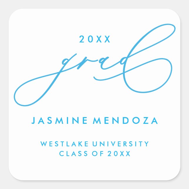 SIMPLE WHIMSICAL CALLIGRAPHY GRADUATION STICKER (Front)