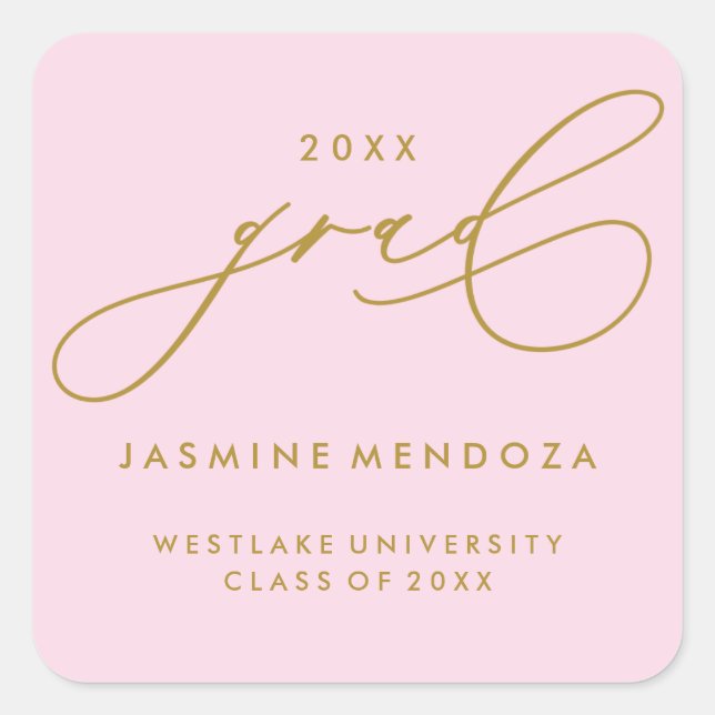 SIMPLE WHIMSICAL CALLIGRAPHY GRADUATION STICKER (Front)