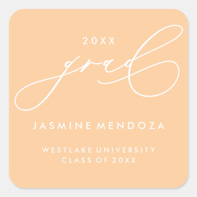 SIMPLE WHIMSICAL CALLIGRAPHY GRADUATION STICKER (Front)