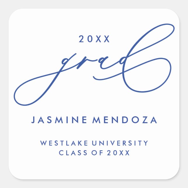 SIMPLE WHIMSICAL CALLIGRAPHY GRADUATION STICKER (Front)