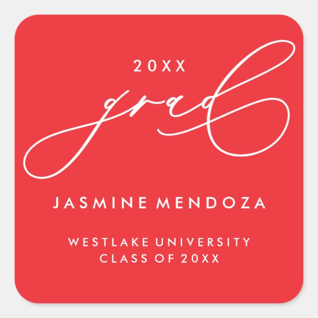 SIMPLE WHIMSICAL CALLIGRAPHY GRADUATION STICKER (Front)