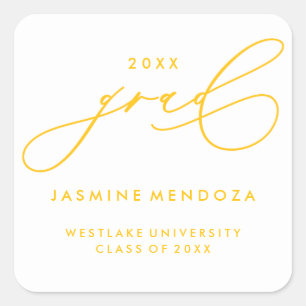 SIMPLE WHIMSICAL CALLIGRAPHY GRADUATION STICKER
