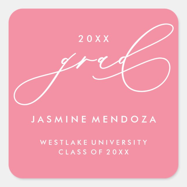 SIMPLE WHIMSICAL CALLIGRAPHY GRADUATION STICKER (Front)