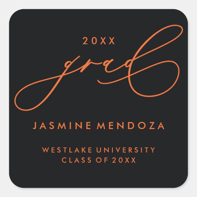 SIMPLE WHIMSICAL CALLIGRAPHY GRADUATION STICKER (Front)