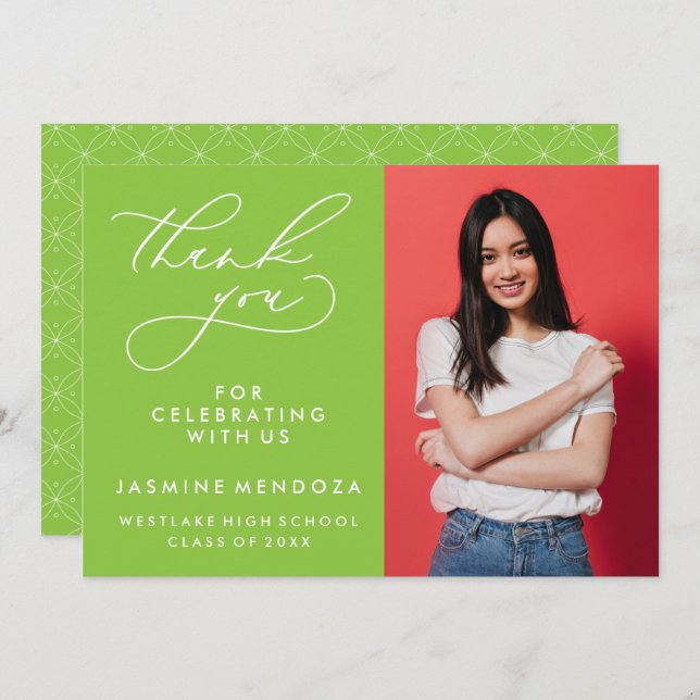 SIMPLE WHIMSICAL CALLIGRAPHY GRADUATION THANK YOU (Front/Back)