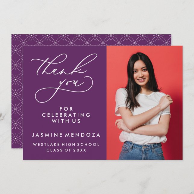 SIMPLE WHIMSICAL CALLIGRAPHY GRADUATION THANK YOU (Front/Back)