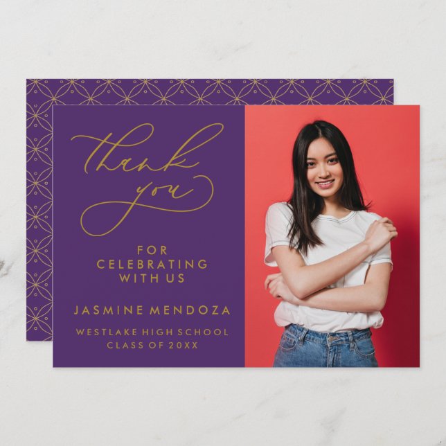 SIMPLE WHIMSICAL CALLIGRAPHY GRADUATION THANK YOU (Front/Back)