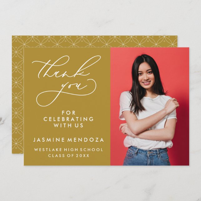 SIMPLE WHIMSICAL CALLIGRAPHY GRADUATION THANK YOU (Front/Back)