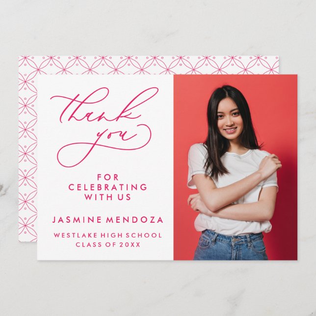 SIMPLE WHIMSICAL CALLIGRAPHY GRADUATION THANK YOU (Front/Back)