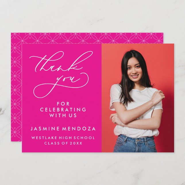 SIMPLE WHIMSICAL CALLIGRAPHY GRADUATION THANK YOU (Front/Back)