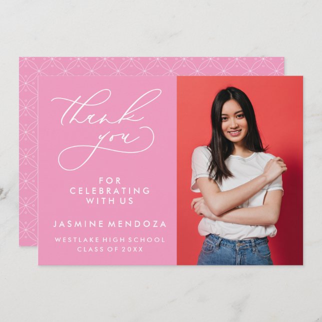 SIMPLE WHIMSICAL CALLIGRAPHY GRADUATION THANK YOU (Front/Back)