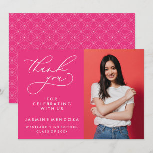 SIMPLE WHIMSICAL CALLIGRAPHY GRADUATION THANK YOU CARD