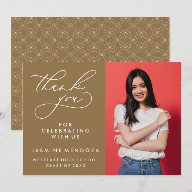 SIMPLE WHIMSICAL CALLIGRAPHY GRADUATION THANK YOU CARD (Front/Back)