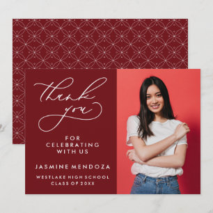 SIMPLE WHIMSICAL CALLIGRAPHY GRADUATION THANK YOU CARD