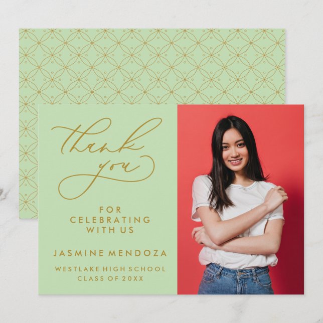 SIMPLE WHIMSICAL CALLIGRAPHY GRADUATION THANK YOU CARD (Front/Back)