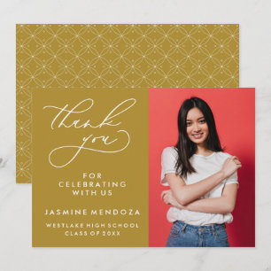 SIMPLE WHIMSICAL CALLIGRAPHY GRADUATION THANK YOU CARD