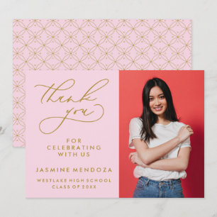 SIMPLE WHIMSICAL CALLIGRAPHY GRADUATION THANK YOU CARD