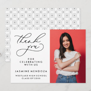 SIMPLE WHIMSICAL CALLIGRAPHY GRADUATION THANK YOU CARD