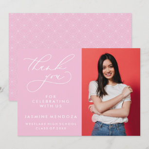 SIMPLE WHIMSICAL CALLIGRAPHY GRADUATION THANK YOU CARD