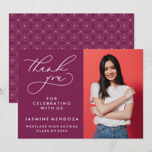 SIMPLE WHIMSICAL CALLIGRAPHY GRADUATION THANK YOU CARD