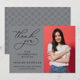 SIMPLE WHIMSICAL CALLIGRAPHY GRADUATION THANK YOU CARD