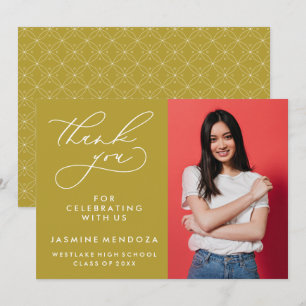 SIMPLE WHIMSICAL CALLIGRAPHY GRADUATION THANK YOU CARD