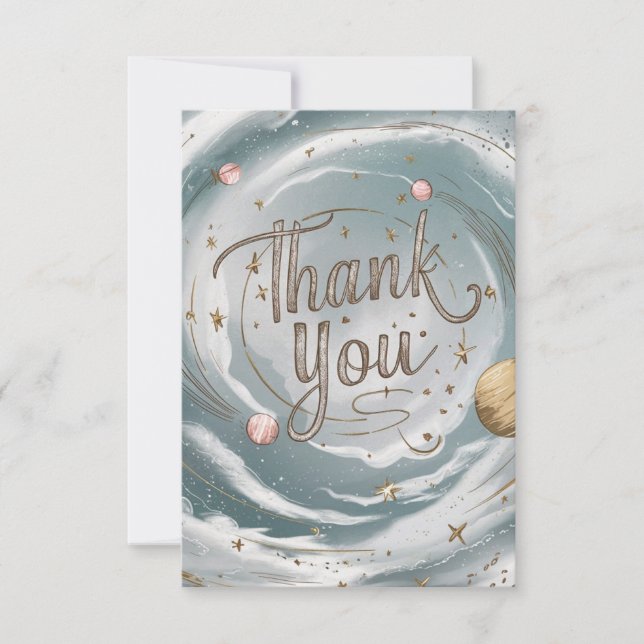 Simple Whimsical Cosmic Celestial Thank You Card (Front)