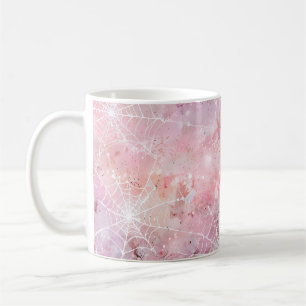 Simple Whimsical Cute Pink Spiderwebs Coffee Mug