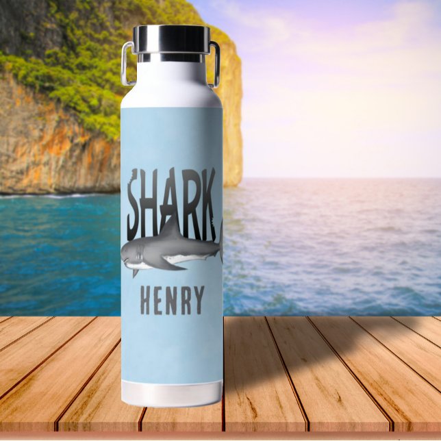 Simple Whimsical Fun Ocean Cool Shark Bite  Water Bottle (Creator Uploaded)