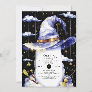 Simple Whimsical Fun Wizard Birthday Invitation