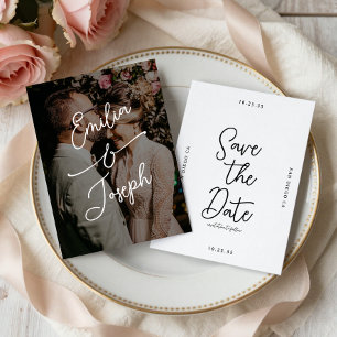 Simple Whimsical Handwritten Save the Date Photo